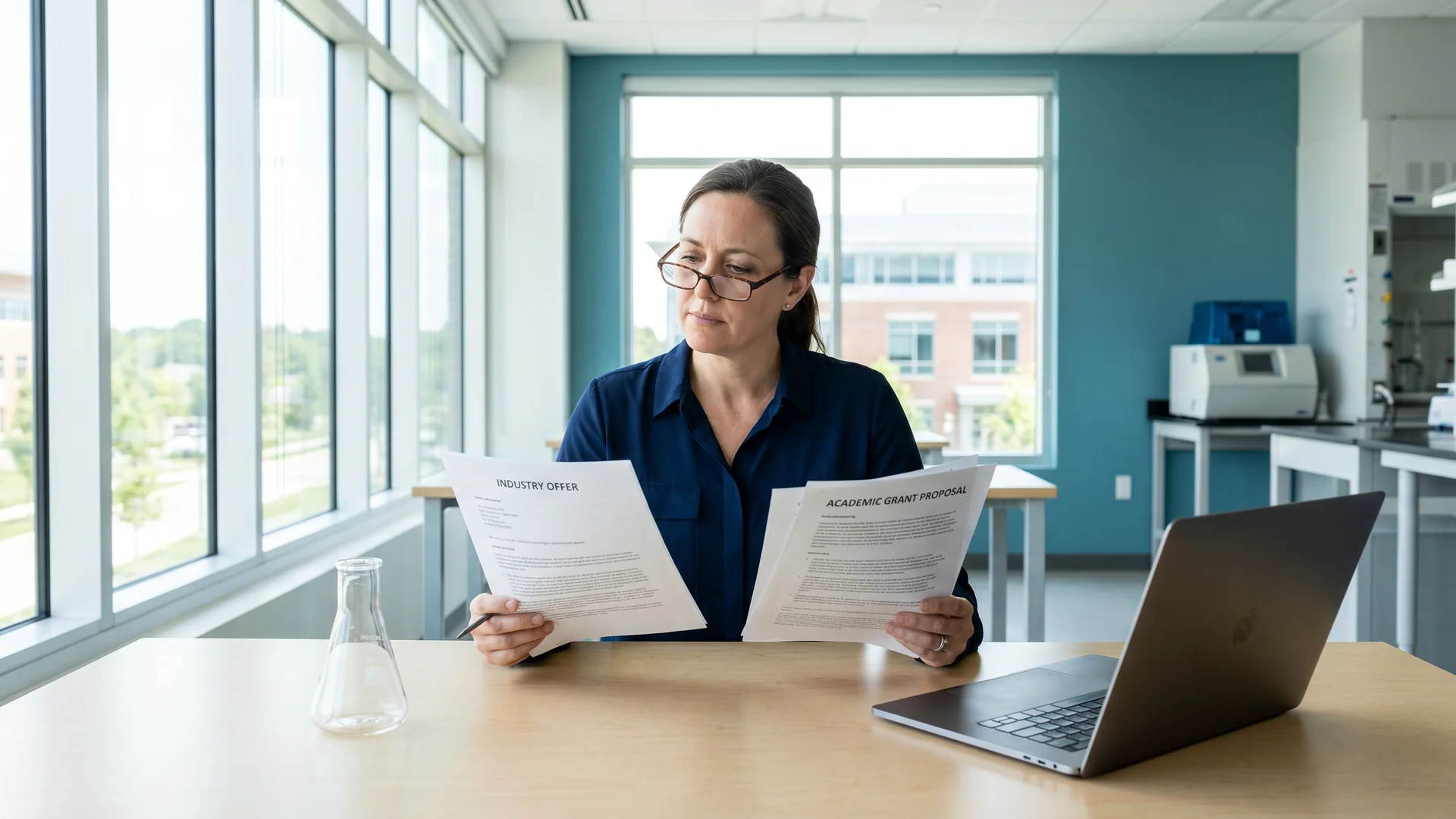 Research scientist weighing academic and industry career options